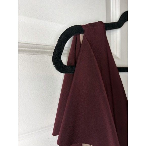 Taylor Burgundy Ruffle Cap Sleeve High-Low Midi Geometric Dress Women's Size 16W - Picture 11 of 16